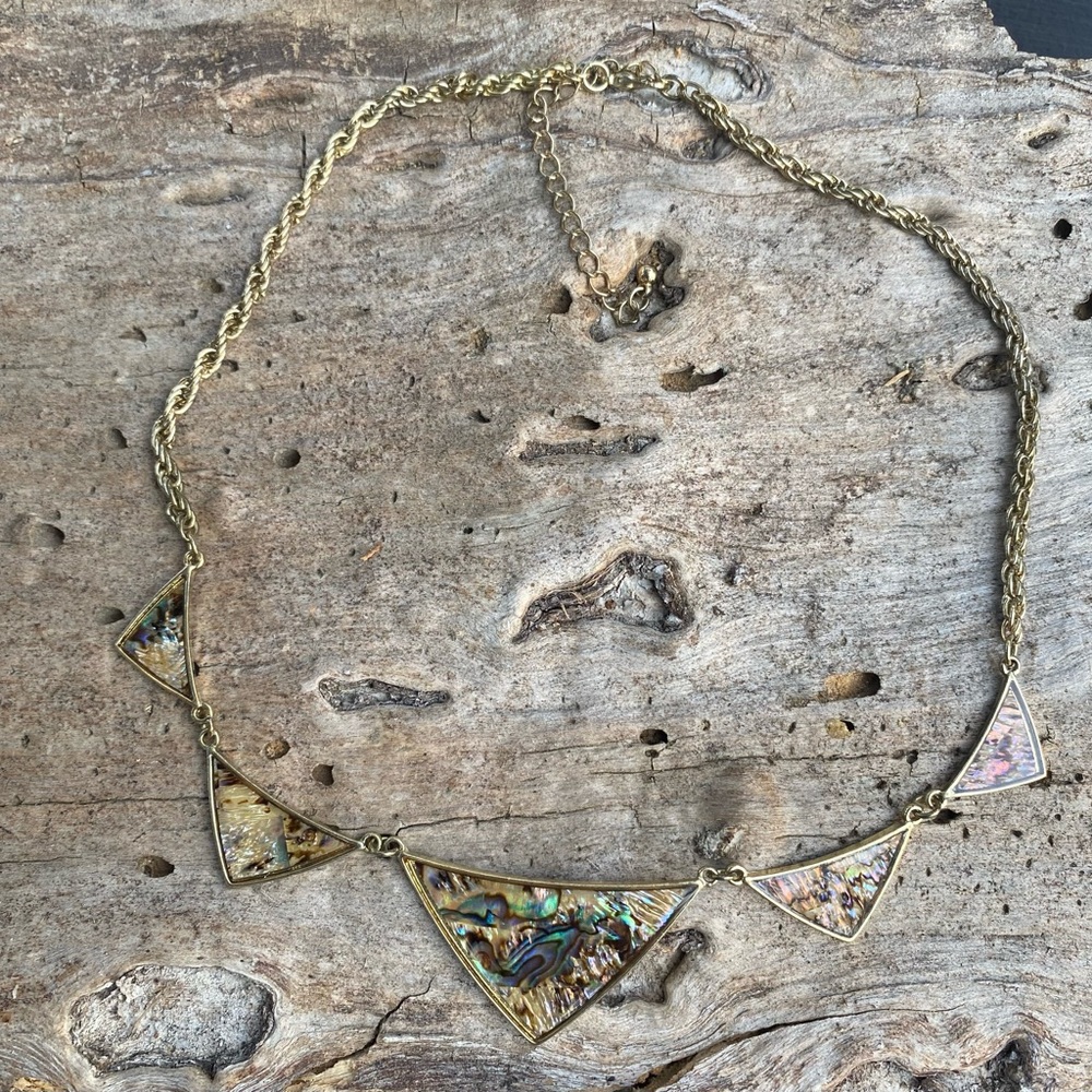 House of Harlow 1960 Gold--Tone Abalone Triangle Pendant Necklace